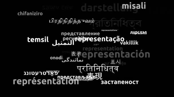 Представление Перевод на 41 язык мира Бесконечный цикл 3d Увеличение маски Wordcloud - Кадры, видео