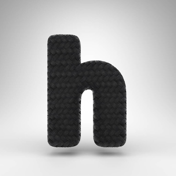 H-kirjain valkoisella pohjalla. Musta hiilikuitu 3D renderöity fontti hiililanka rakenne. - Valokuva, kuva