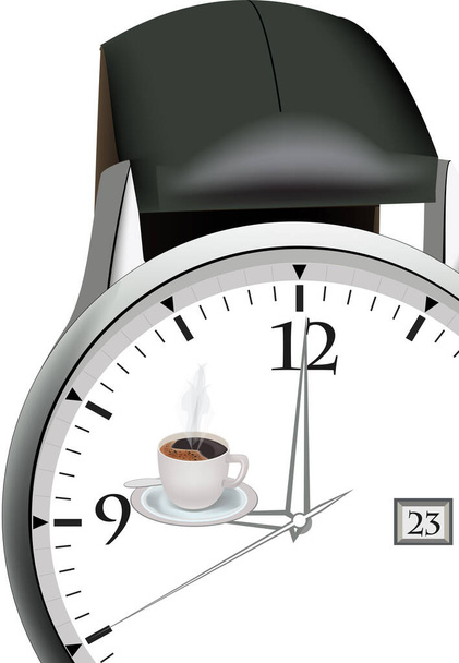 orologio da polso con tazza di caffè - Vettoriali, immagini