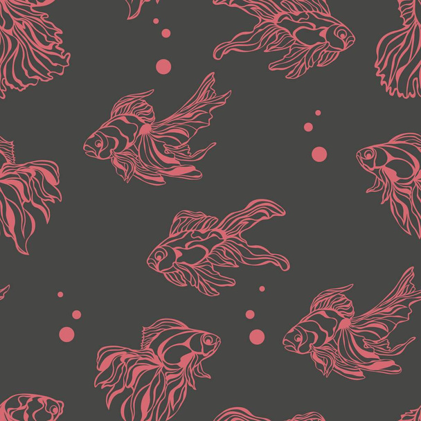 naadloos patroon met goudvissen. achtergrond - Vector, afbeelding