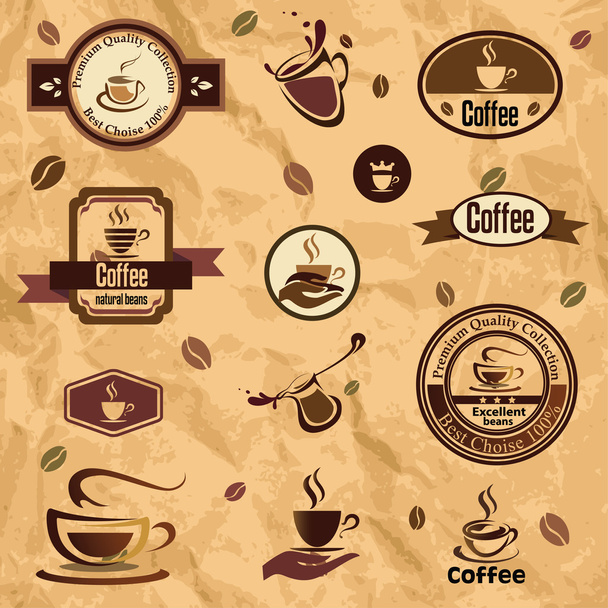 etiqueta de café, colección emblemas
 - Vector, Imagen