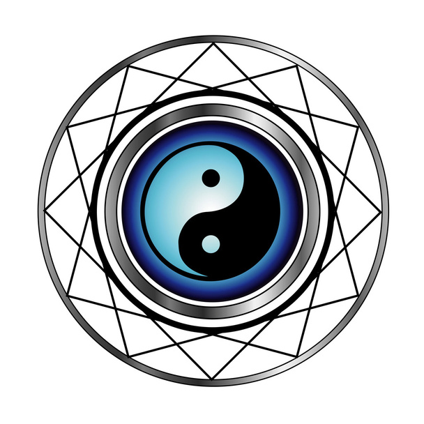 Ying Yang symbole avec lueur bleue
 - Vecteur, image