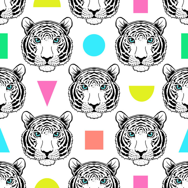 pattern with tiger muzzle - Wektor, obraz