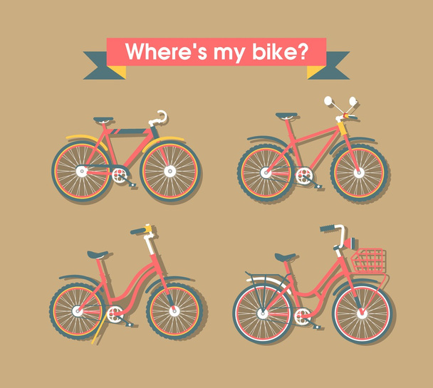 セットの自転車 - ベクター画像