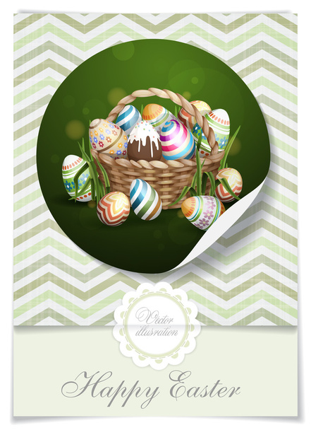 Easter Background With A Basket - Wektor, obraz