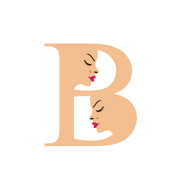 Faces in alphabet B- logo for skin tanning or parlor - Vector, Image