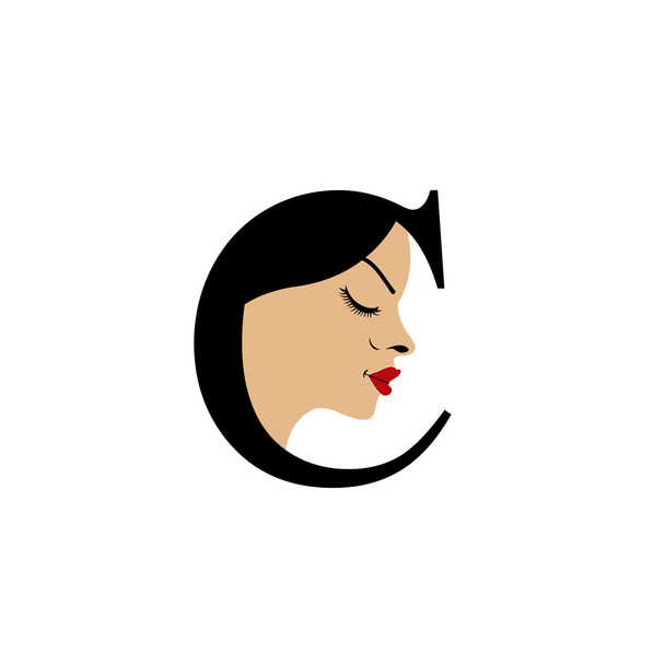 Лицо в алфавите C- логотип для загара кожи или салона
 - Вектор,изображение