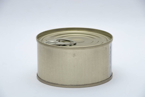 iron can for preserving food on a white background, preservation - Фото, изображение