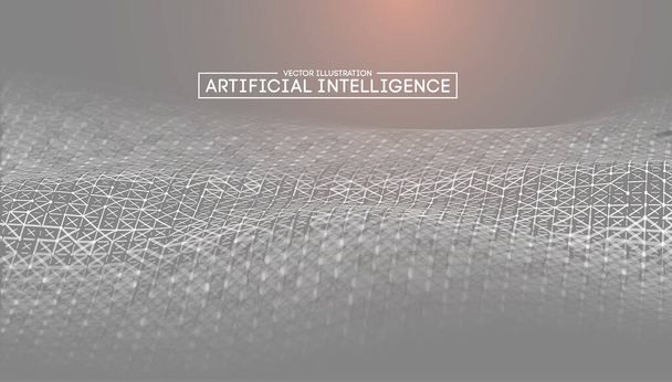 Grey background for Business presentation. Ai Future technology background. Artificial intelligence. Big Data Business Concept. - Vector, Imagen