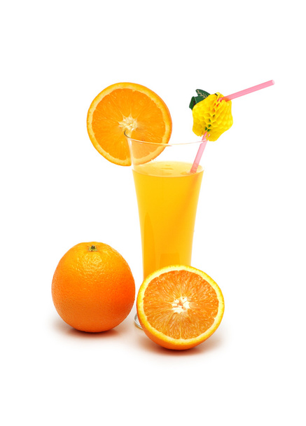 Oranges and juice isolated on the white - Photo, Image