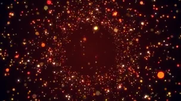 Abstraktní slavnostní pozadí s jasně zářícími zlatými částicemi bezešvé smyčky - Záběry, video