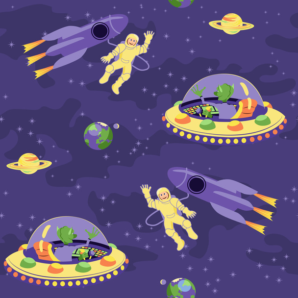 Seamless baby pattern   Space adventure - Vector, Image