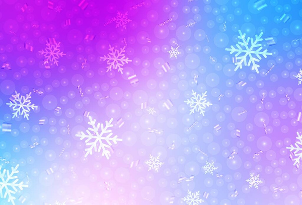 Rosa claro, textura vectorial azul en estilo cumpleaños. Ilustración abstracta con bolas de Navidad y copos de nieve. Patrón para la escuela, sitios web de gramática. - Vector, imagen