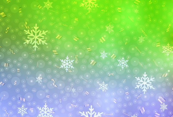 Rosa claro, diseño de vectores verdes en el estilo de Año Nuevo. Ilustración con gradiente bolas de Navidad, copos de nieve. Patrón de anuncios, póster, banner de libros. - Vector, imagen