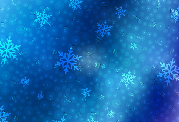 Hellblaues Vektormuster im weihnachtlichen Stil. Design im Weihnachtsstil mit Weihnachtskugeln, Schneeflocken. Muster für Schule, Grammatik-Webseiten. - Vektor, Bild