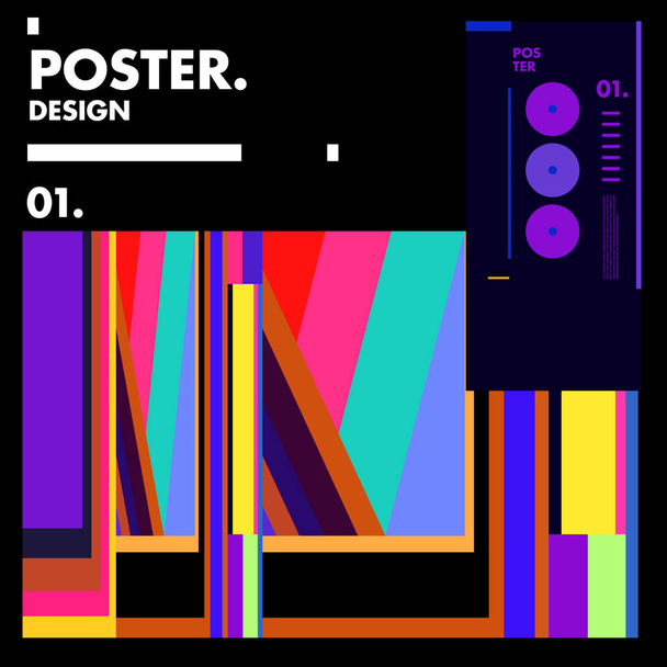 Wektorowy geometryczny kolorowy wzór plakatu i szablonu banera - Wektor, obraz