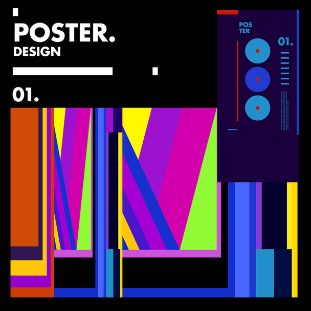 Patrón colorido geométrico vectorial para plantilla de diseño de póster y pancarta - Vector, imagen