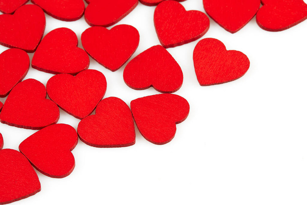 red wooden hearts isolated on white background - Foto, Imagem