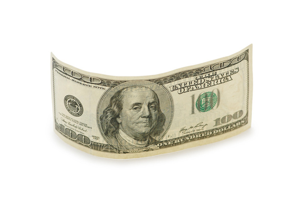 Banconota da cento dollari isolata sul bianco
 - Foto, immagini