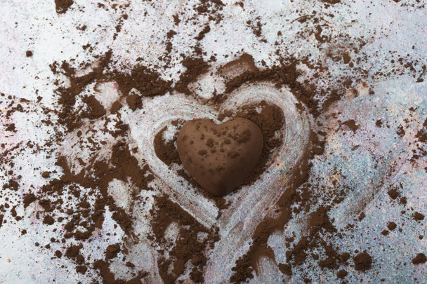 heart shaped chocolate isolated on white background. - Фото, изображение