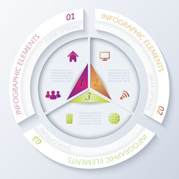Abstract infographic design with circle and three segments. Vect - Vektor, Bild