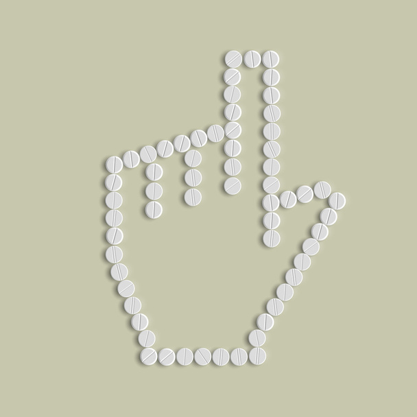 pills concept, cursor, hand - Vector, Image