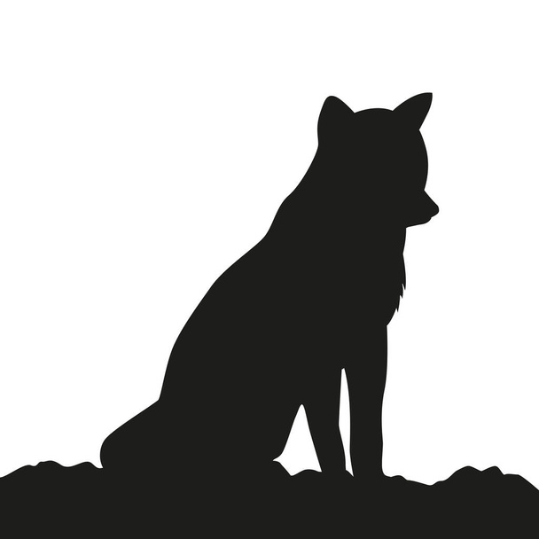 silueta de lobo joven sobre fondo blanco - Vector, imagen