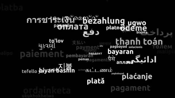 Платежные транзакции на 56 языках мира за вычетом 3d Zooming Wordcloud Mask - Кадры, видео