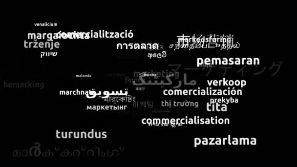 Marketing Traduit en 45 langues dans le monde entier Boucle sans fin 3d zoom masque Wordcloud - Séquence, vidéo