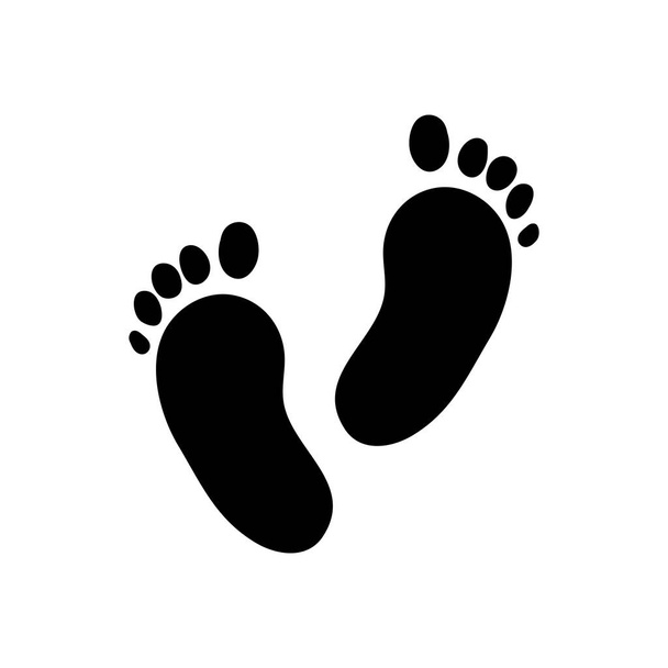 Human footprint. Vector illustration. Human foot barefoot sole imprint icon. Childrens foot print. Happiness, parenthood, childhood. - Vector, Image