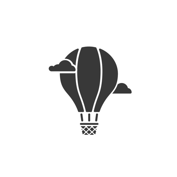Icona del glifo della mongolfiera. Aerostat. Simbolo della silhouette. Spazio negativo. Vettore isolato  - Vettoriali, immagini