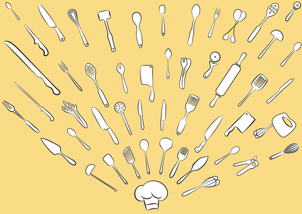 juego de utensilios de cocina
 - Vector, Imagen