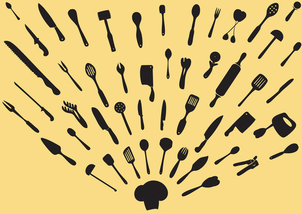 conjunto de utensílios de cozinha
 - Vetor, Imagem