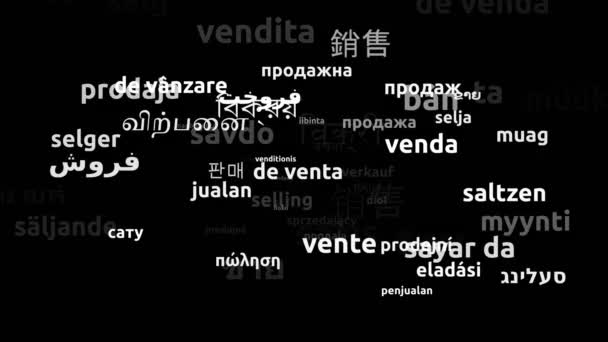 Selling Translated in 67 Worldwide Languages Endless Looping 3d Zooming Wordcloud Mask - Footage, Video