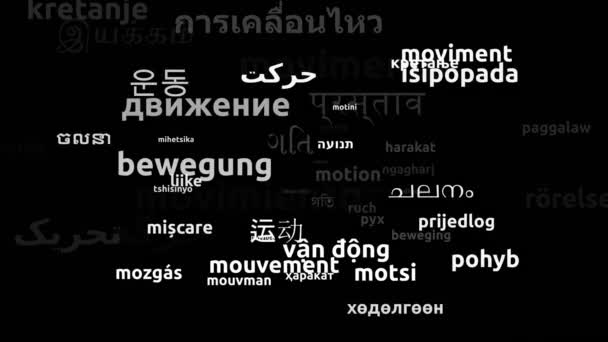 Bewegung Übersetzt in 58 Weltsprachen Endlosschleife 3D-Zoomen Wordcloud-Maske - Filmmaterial, Video