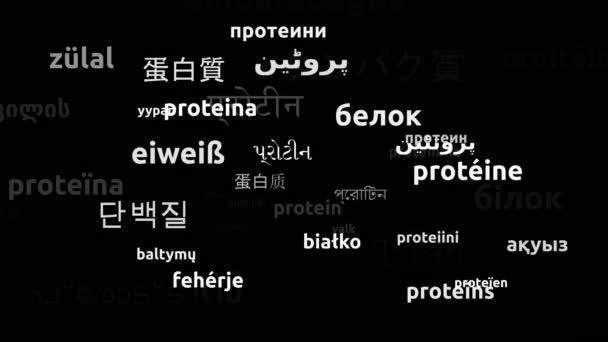 Πρωτεΐνη μεταφρασμένη σε 55 Worldwide Languages Endless Looping 3d Zooming Wordcloud Mask - Πλάνα, βίντεο