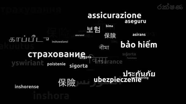 Verzekering Vertaald in 51 Wereldwijde talen Endless Looping 3d Zooming Wordcloud Mask - Video