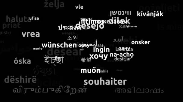 Desiderio Tradotto in 70 Lingue in tutto il mondo Endless Looping 3d Zoom Wordcloud Mask - Filmati, video