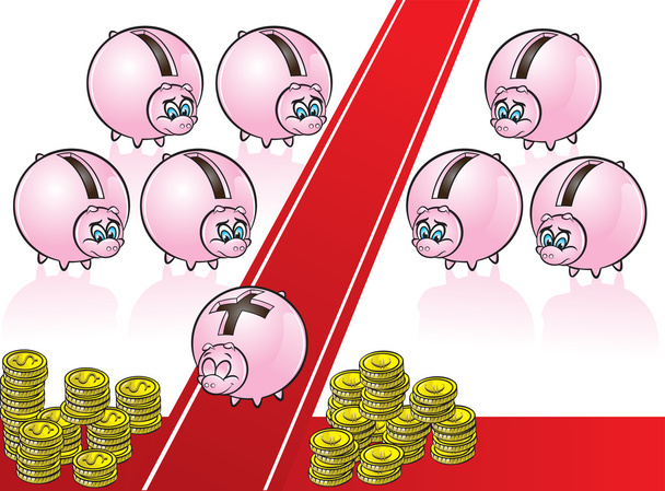 piggy bank on red carpet - Vector, Image