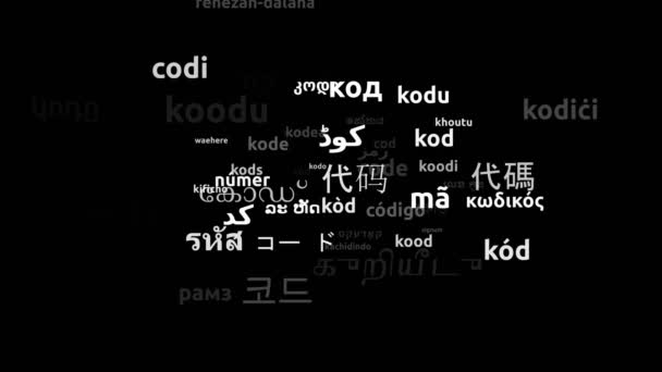 Codice tradotto in 53 Lingue in tutto il mondo Endless Looping 3d Zoom Wordcloud Mask - Filmati, video