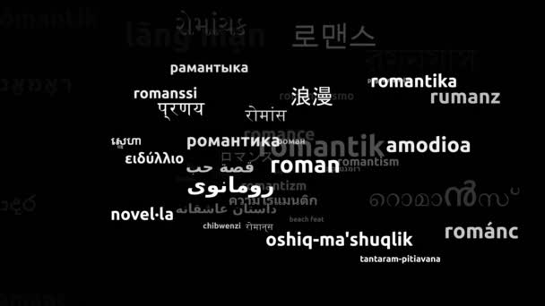 Romanze Übersetzt in 55 Weltsprachen Endlosschleife 3D-Zoomen Wordcloud-Maske - Filmmaterial, Video
