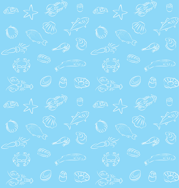 Seamless seafood pattern - Vector, Image
