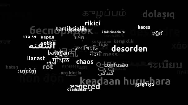 Mess Translated in 61 Worldwide Languages Endless Looping 3d Zooming Wordcloud Mask - Footage, Video