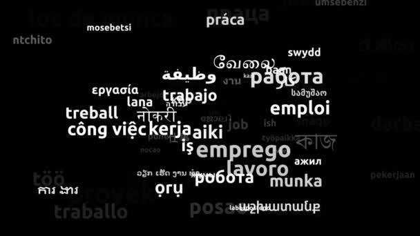 Job Translated in 74 Világszerte Nyelvek Végtelen hurok 3D zoom Wordcloud Maszk - Felvétel, videó