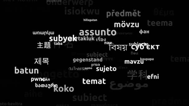 Sujet Traduit en 68 langues dans le monde entier Boucle sans fin 3d zoom masque Wordcloud - Séquence, vidéo