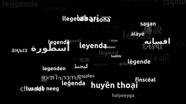 Legende Vertaald in 59 Wereldwijde talen Endless Looping 3d Zooming Wordcloud Mask - Video
