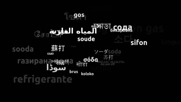 Soda tradotta in 46 lingue in tutto il mondo Endless Looping 3d Zoom Wordcloud Mask - Filmati, video