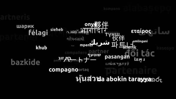 Partner Vertaald in 57 Wereldwijde talen Endless Looping 3d Zooming Wordcloud Mask - Video