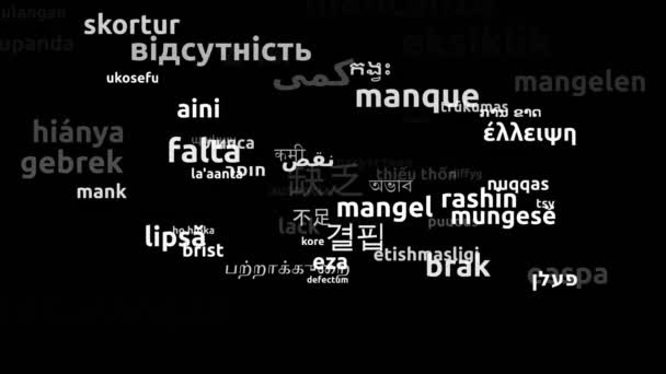 Отсутствие трансляций на 67 языках мира и менее петляющая трехмерная Zooming Wordcloud Mask - Кадры, видео