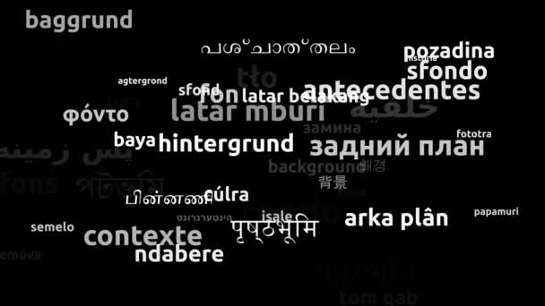 Предпосылки / контекст Translated in 53 Worldwide Languages Endless Looping 3d Zooming Wordcloud Mask - Кадры, видео